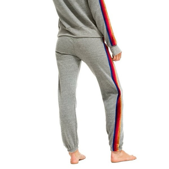 AVIATOR NATION CLASSIC VELVET STRIPES SWEATPANTS - HEATHER GRAY size s - Picture 2 of 9